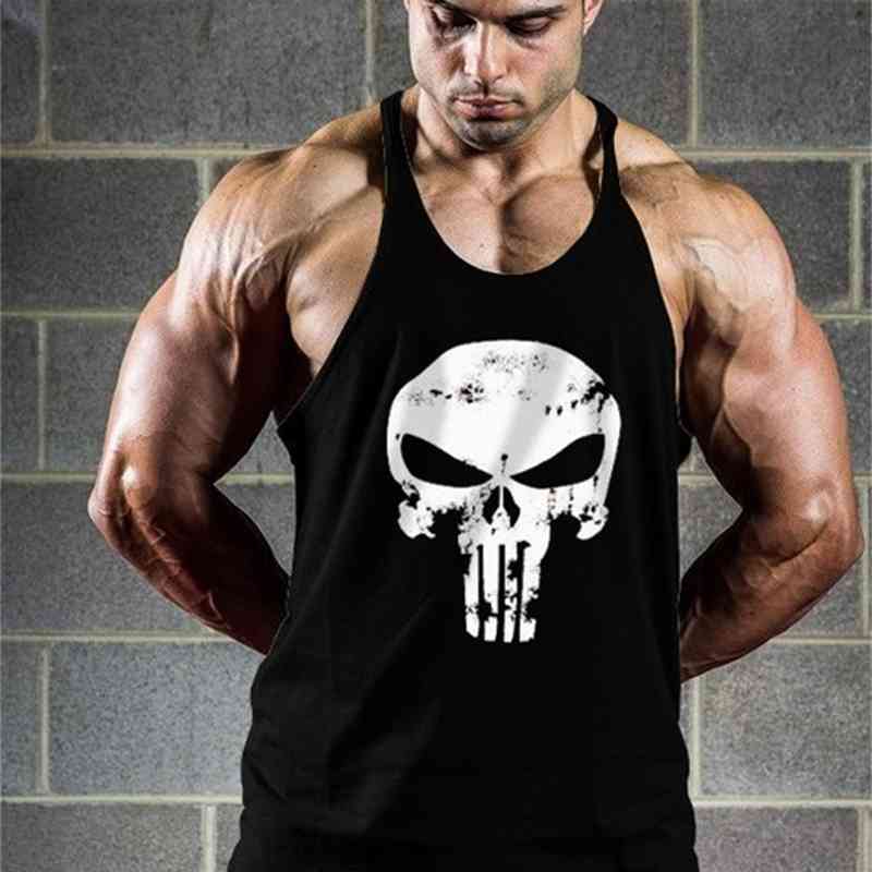 Men&#039;s Tank Tops Fashion Top Mens Bodybuilding Stringer Athelete Skull Vest Fitness Muscle Shirt Cotton Sleeveless Debardeur Homme BW53-image-685085229