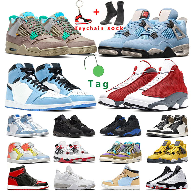 

men basketball shoes 1s University Blue 4s White oreo Taupe Haze Black Cat 13s red Flint Hyper Royal women sport sneaker trainer, 48