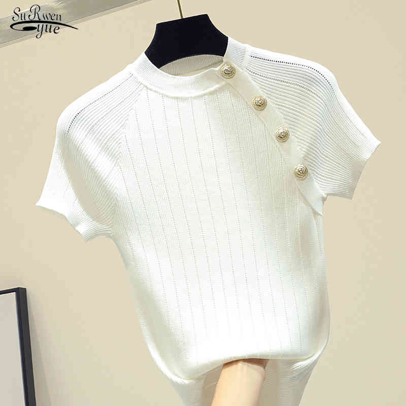

korean fashion clothing Women Tops Slim Simple White Women's Shirts Short-Sleeved Blouse Clothes Blusas Mujer 8783 210521, Black