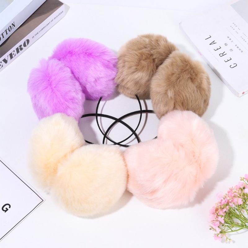 

Berets Solid Color Female Ear Warmer Cold Proof Faux Fur Bag Warm Earmuffs Plush, Black