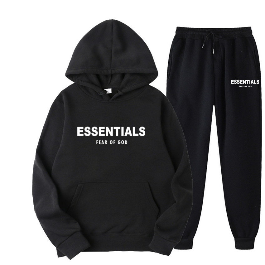 

Fashion of God Fog Essentials Printed Men's Sweater Suit Hoodie, Black