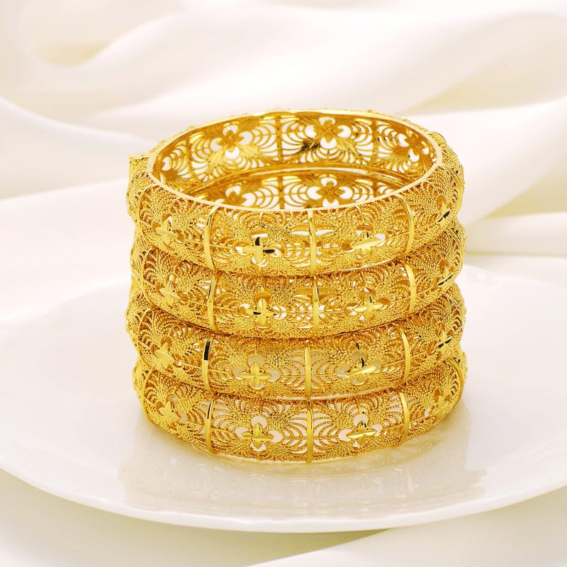 

Bangle Gold 60mm Openable Hollow For Women Dubai Bride Wedding Ethiopian Bracelet Africa Jewelry Elegant Party Gifts