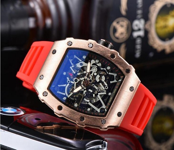

Flowers Skeleton Designer Mens Watches Montre Homme Rubber Silicone Band Quartz Man Fashion Waterproof Sports Luxury Men Wristwatch Reloj hombre, As pic