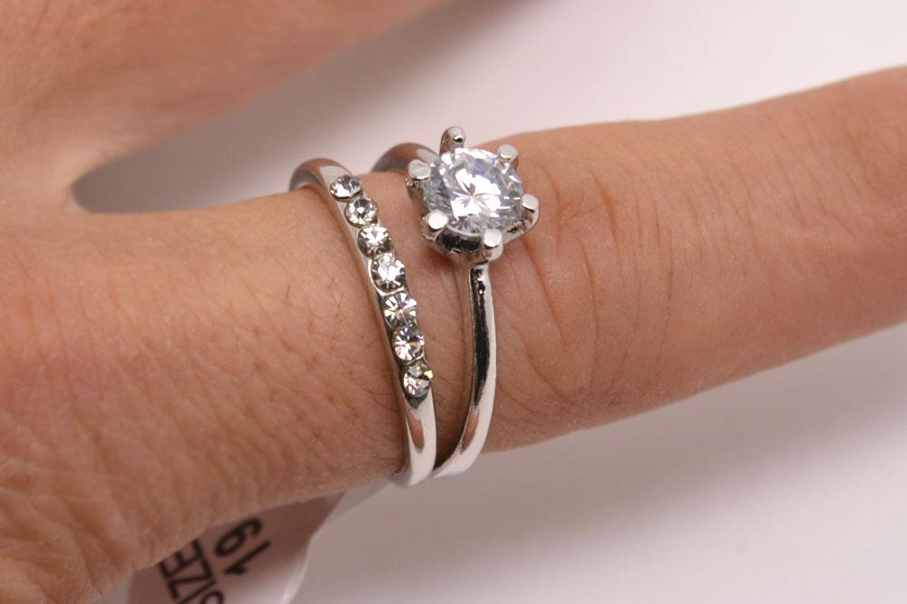 

Wedding Rings Yingwu Luxury Couple Crystal Rhinestone Silver Ring Set Jewelry Women Zirconia Engagement