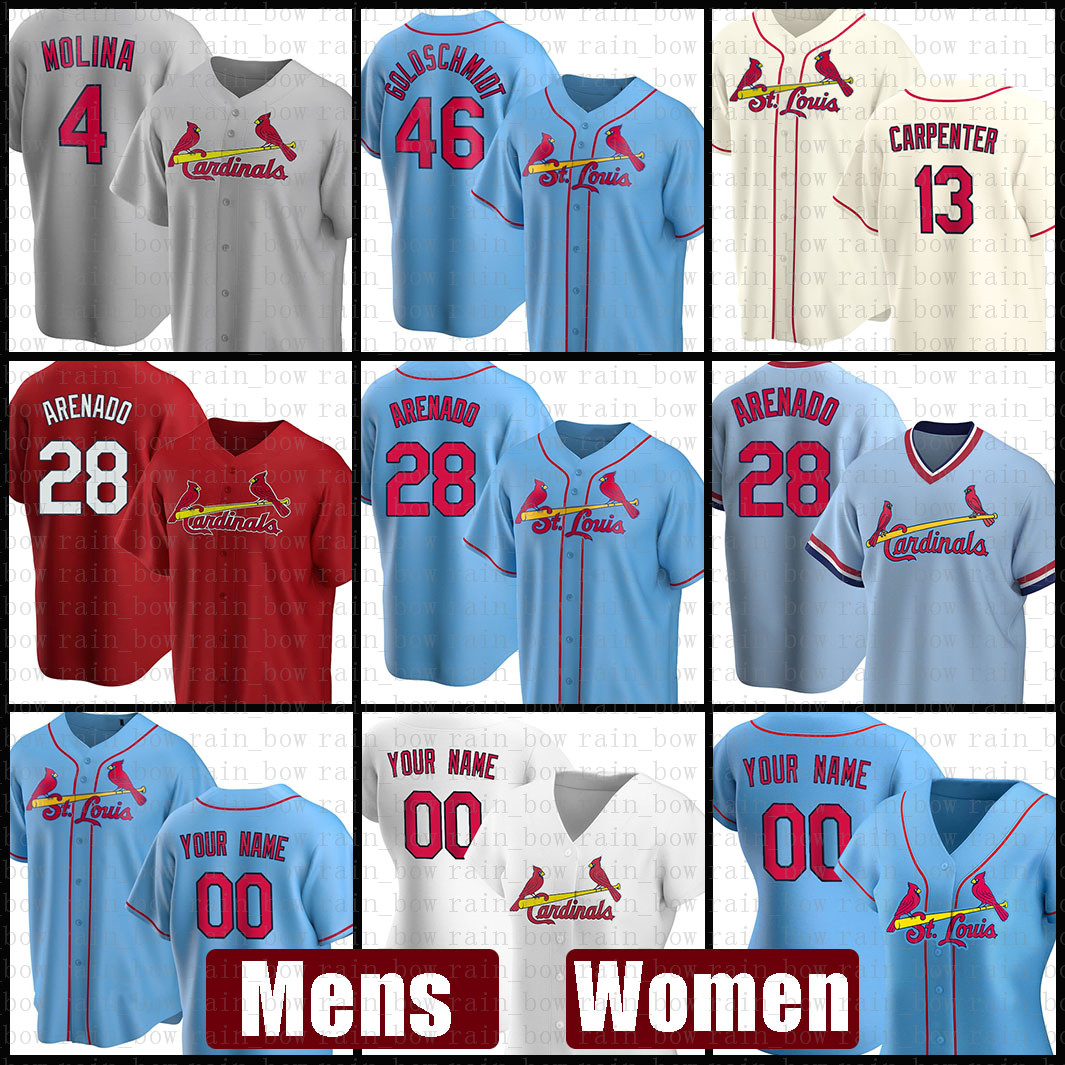 

Mens St. Baseball Jersey Loui Women Cardinal 28 Nolan Arenado Custom 46 Paul Goldschmidt 4 Yadier Molina 13 Matt Carpenter 6 Stan Musial, Blue;black