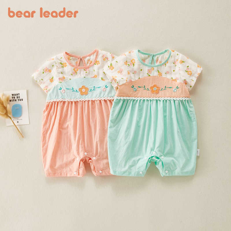 

Bear Leader Baby Girls Summer Embriodery Flowers Rompers Toddler Casual Rompers For Infant Princess Cute Bodysuits Outfits 0-2Y 210708, Ah2217green