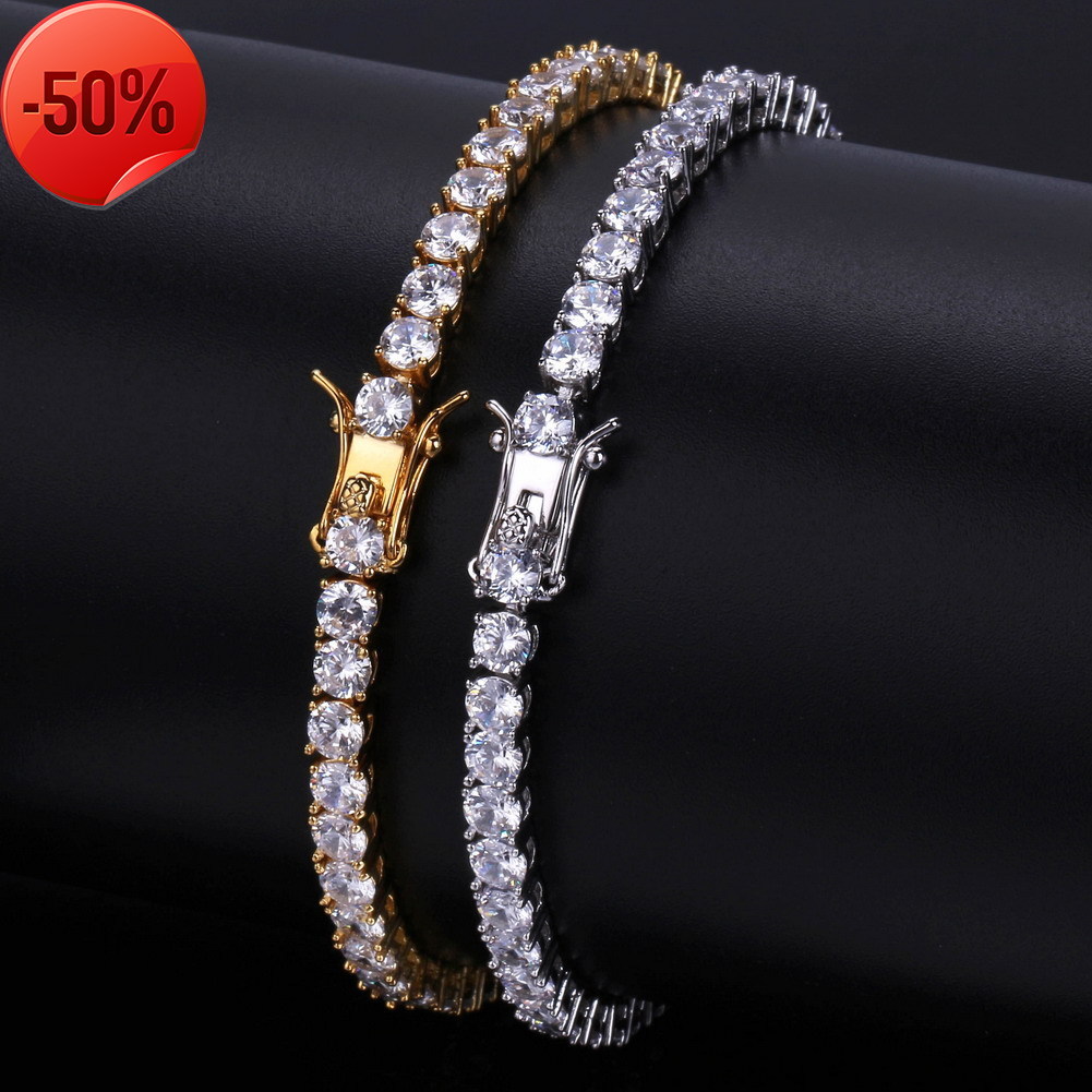 

3 / 4 5mm encryption Zircon Bracelet tennis with hip hop accessories chain, Black
