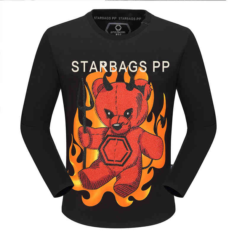 

Men's Sweaters Original German pp Starbags brand European and American male pullover Street Diamond bear crew neck 2021, Black
