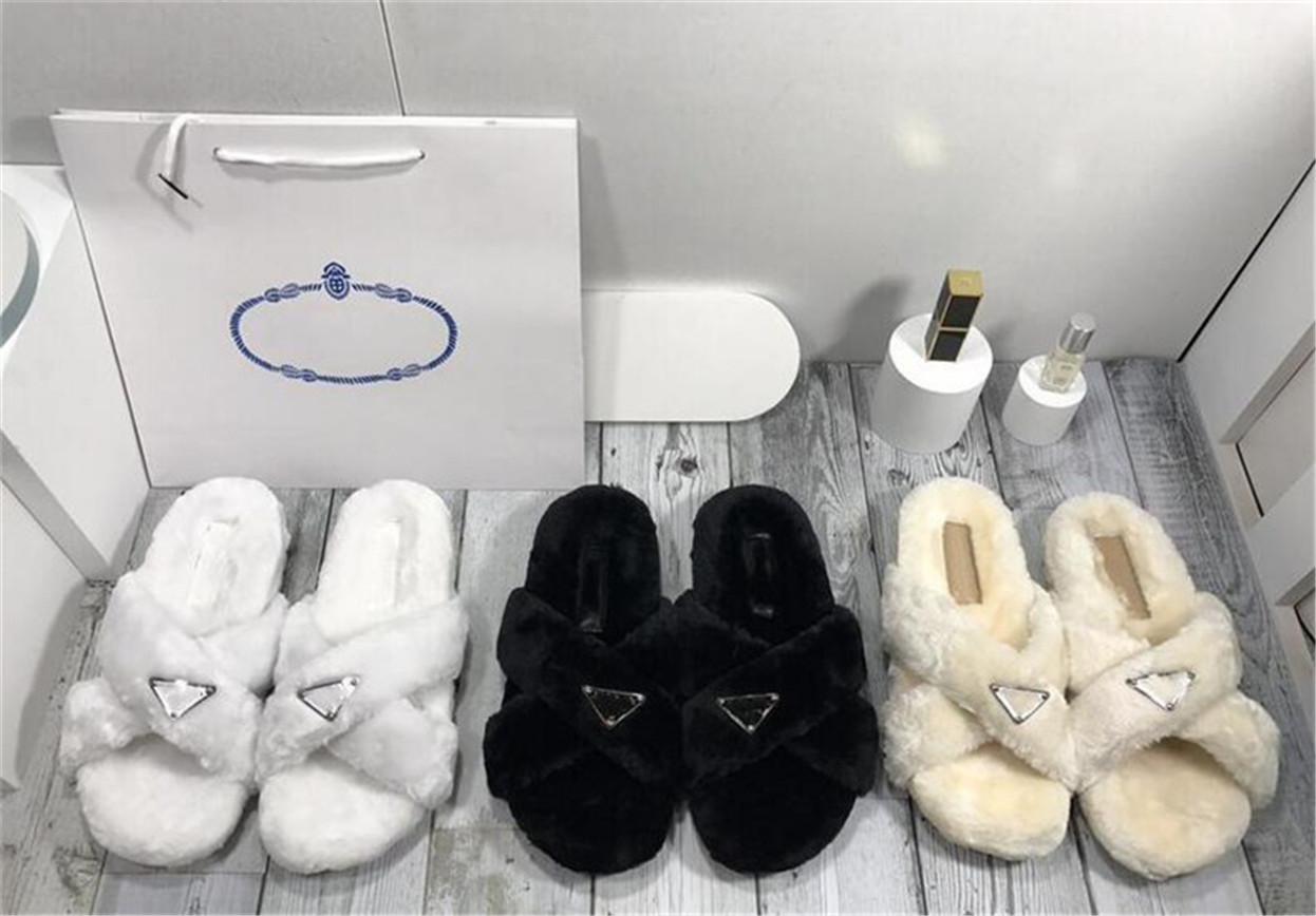 

Luxurys designers Women Ladies wool Slides Winter fur Fluffy Furry Sandals Slippers Warm Comfortable Fuzzy Girl Flip Flop Slippers size 34-42