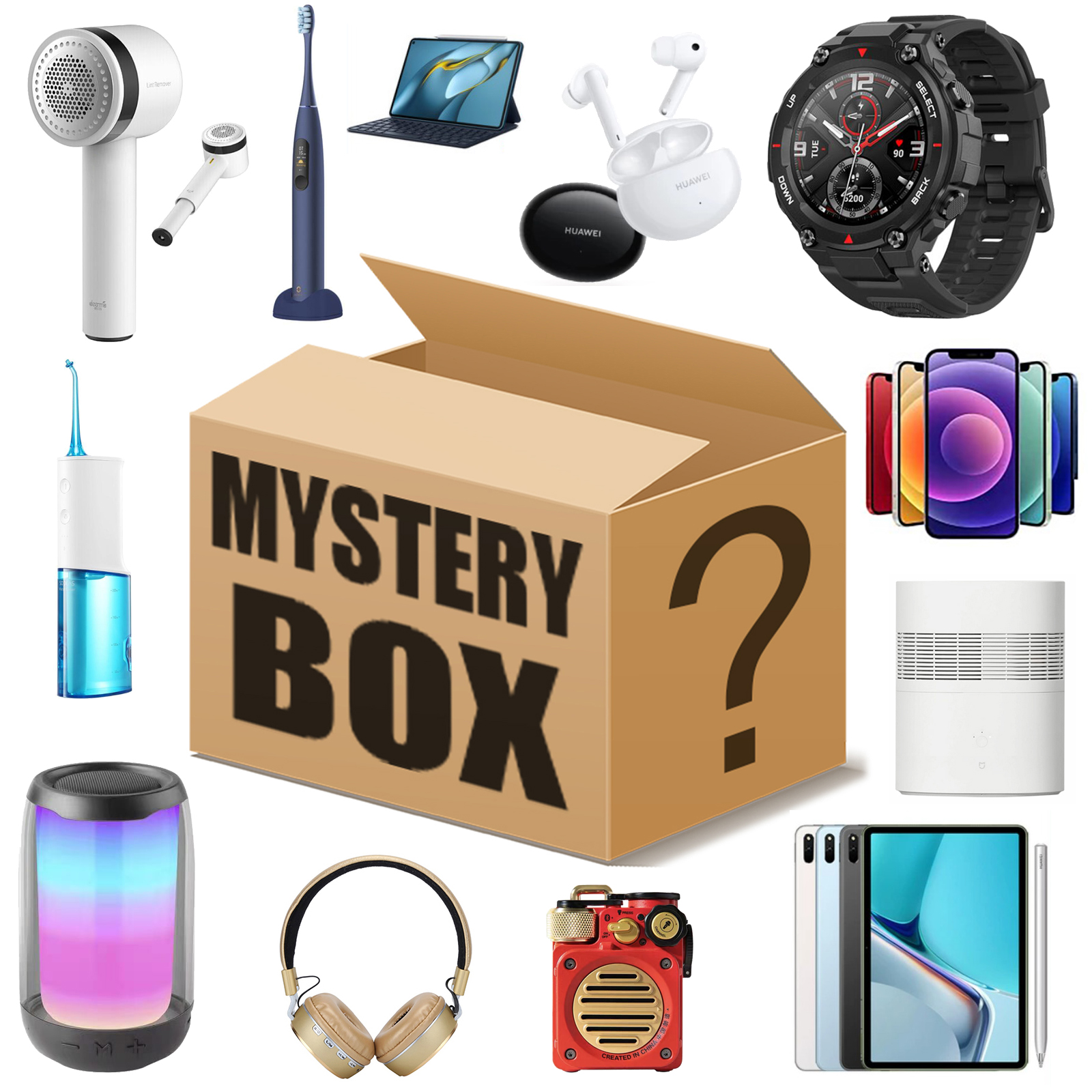 

091501 Electronics Earphones Luxury Gifts Lucky Boxes One Random Mystery Blind Box Gift for Holidays / Birthday Value More Than $100, Mixed color