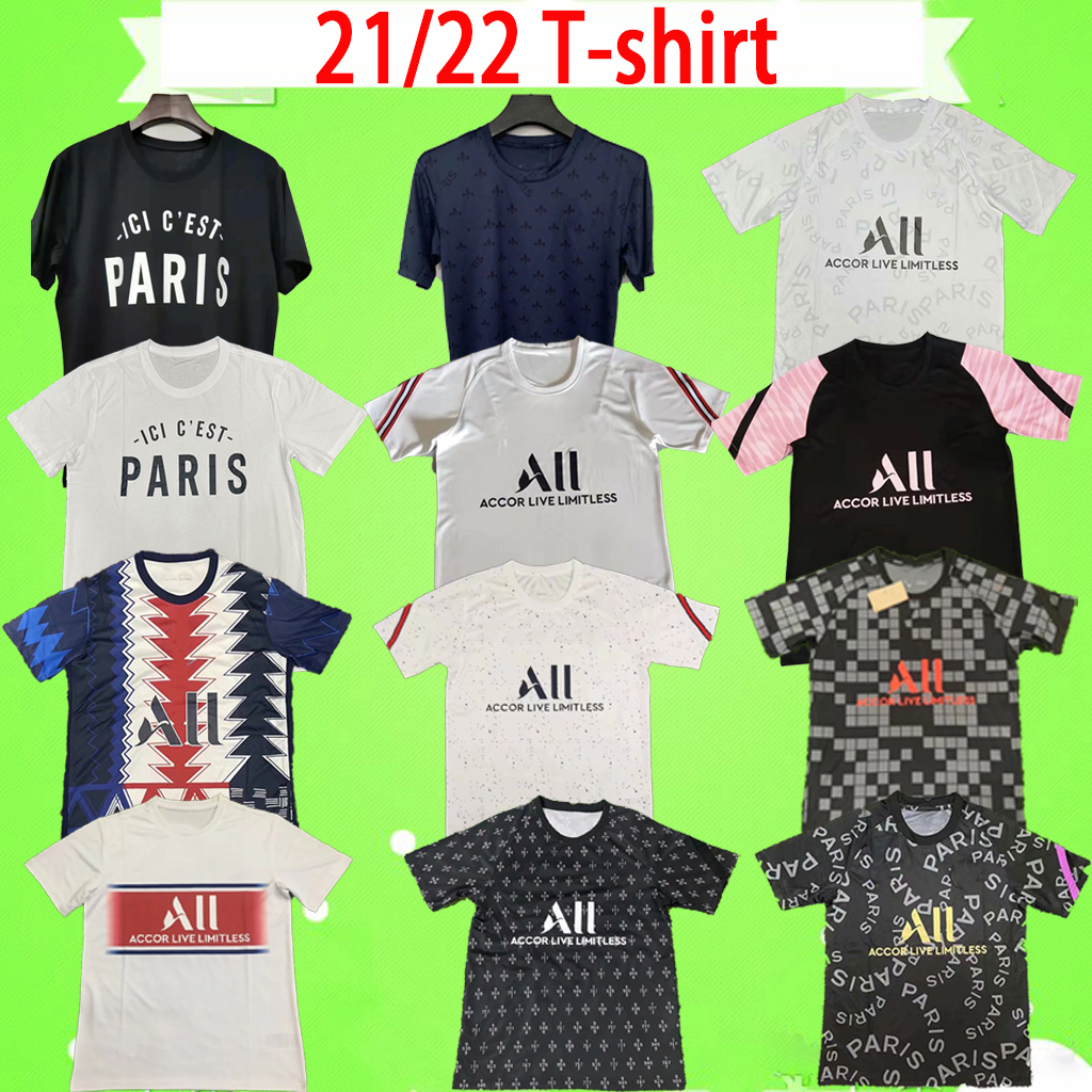 

Paris Fans version Tops T shirts Tees MBAPPE Maillot de foot 2021 2022 soccer jerseys white black 21 22 football shirt training wear suit t-shirt