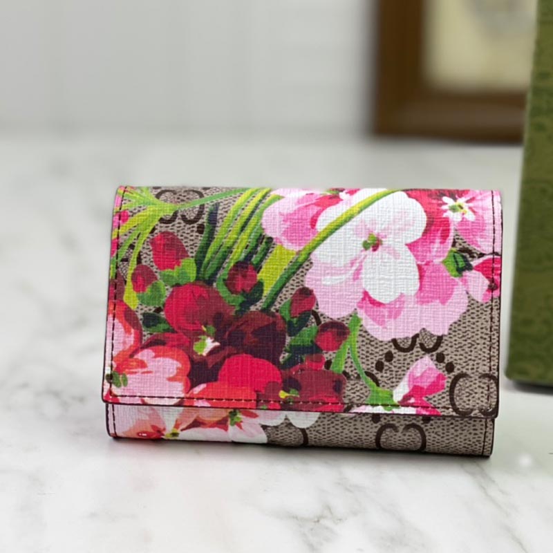 

Key Case Bags Women Wallets Lady Purse Hand Bag Clutch Fashion Letter Pink Flower Purple Red Hasp Pvc Printed Original Leather