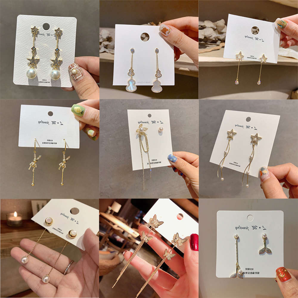 

earrings 925 silver needle Korean fashion temperament long simple advanced Tassel Butterfly Earrings female, Golden