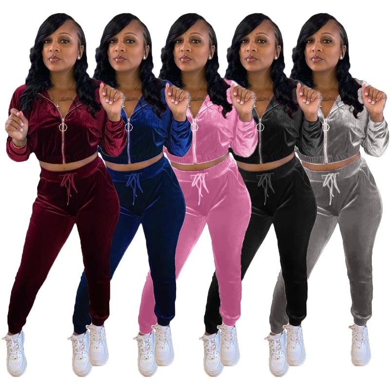 

Women's Two Piece Pants 2 Set Women Tracksuit Spring Autumn Clothing Hoodies Zipper Top Stretch Sports Solid Color Casual Outfits Conjunto, White