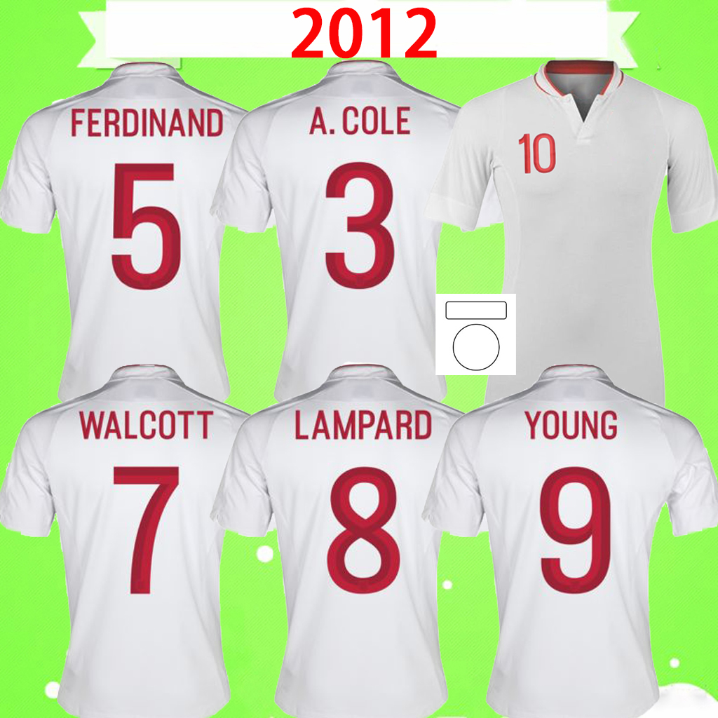 

2012 soccer jerseys retro 12 13 vintage football shirts home white FERDINAND WELBECK PARKER GERRARD A. COLE LAMPARD YOUNG DEFOE CHAMBERLAIN JONES WALCOTT WILSHERE, 2012 with patches
