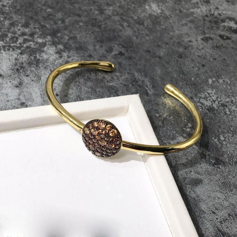 

High Fashion Rose Gold Silver Color Crystal Round Bracelet Luxury Design For Women Bangle Party Wedding Fine Jewelry