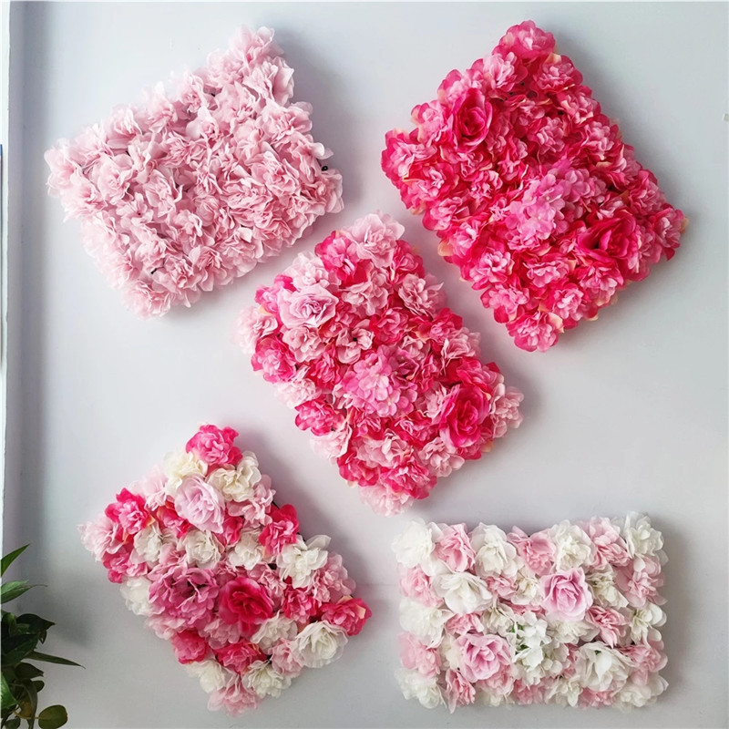 

40x30cm Artificial Flower Wall Wedding Decoration Peony Rose Berry Fake Flowers Panels Hydrangea Christmas Babyshower Hairsalon Home Decoration, As picture