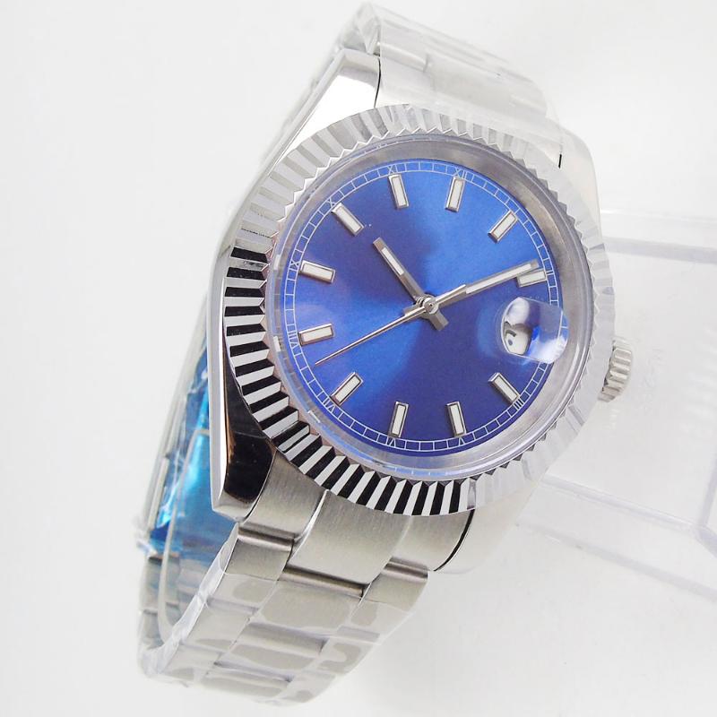 

Wristwatches 36mm Sterile Blue Dial Sapphire Glass Deployment MIYOTA 8215 Luminous Automatic Movement Men's Watch, Solid case back
