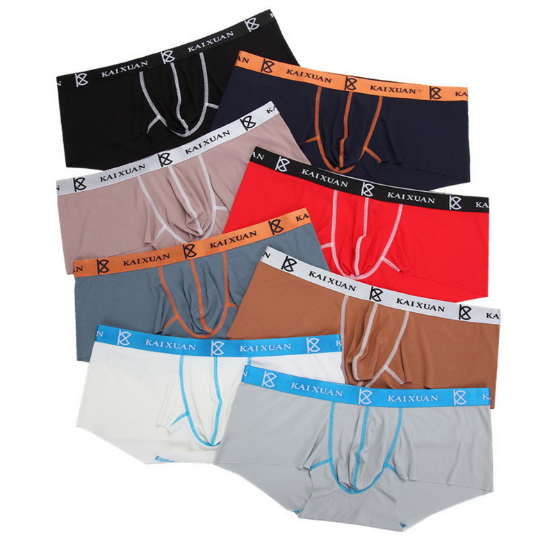 

Modal Seamless Sexy men's underwear underpants lingerie low rise soft pouch boxers #KX008PJ, Dark gray