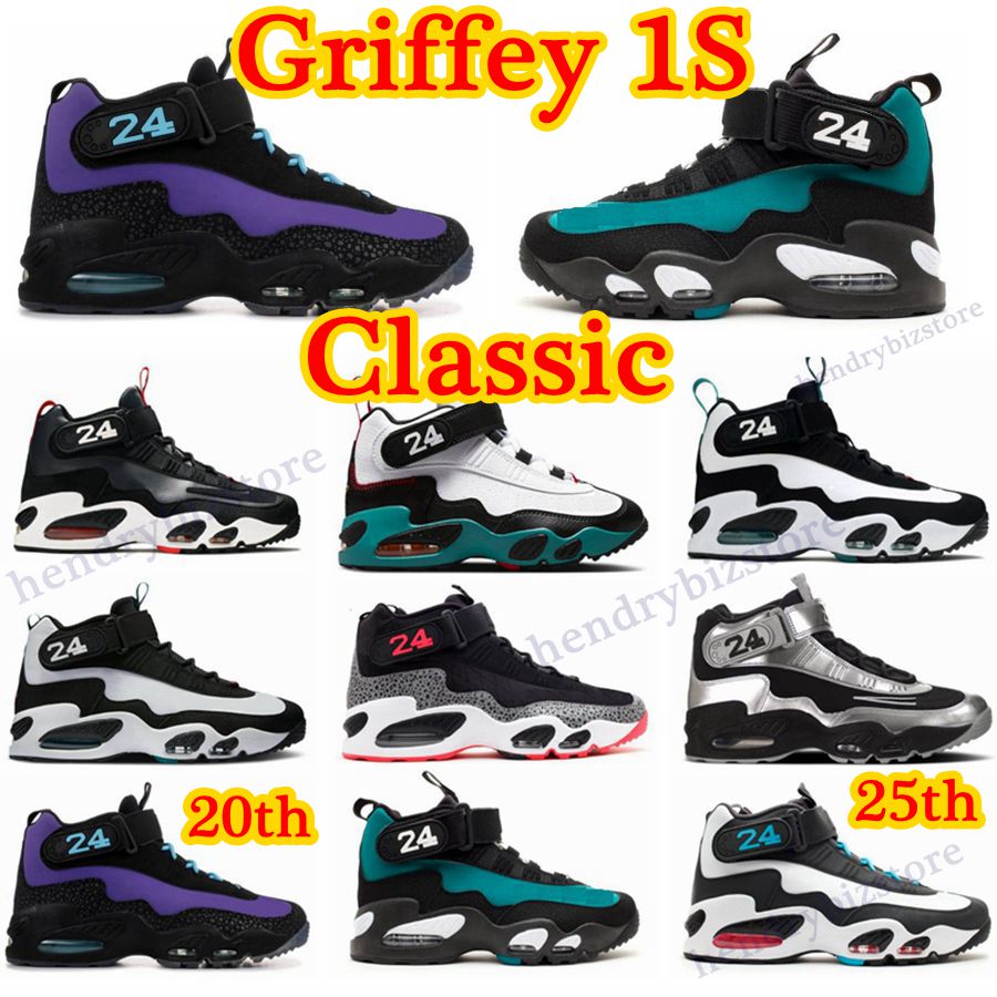 

Classi Griffey 1S Mens Freshwater Basketball Shoes Anthracite Baseball Sneakers Home Run Derby Sweetest Swing Safari Purple Venom Black Metallic Silver Trainers, Freshwater black