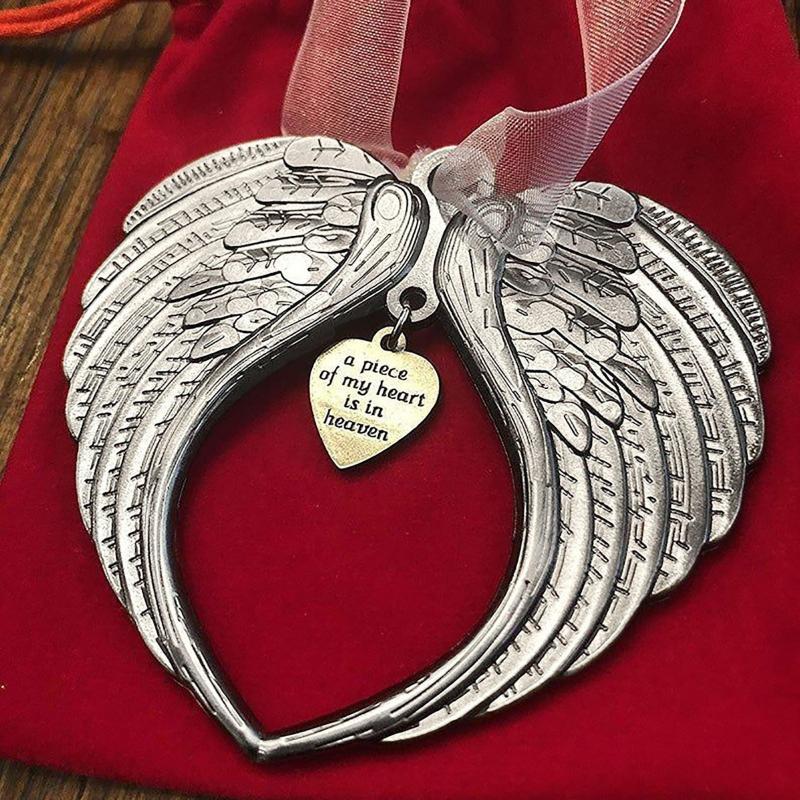 

Christmas Decorations 2pcs Memorial Angel Wings Pandent Tree Decoration Part Of My Heart Is In Heaven Ornaments For Home