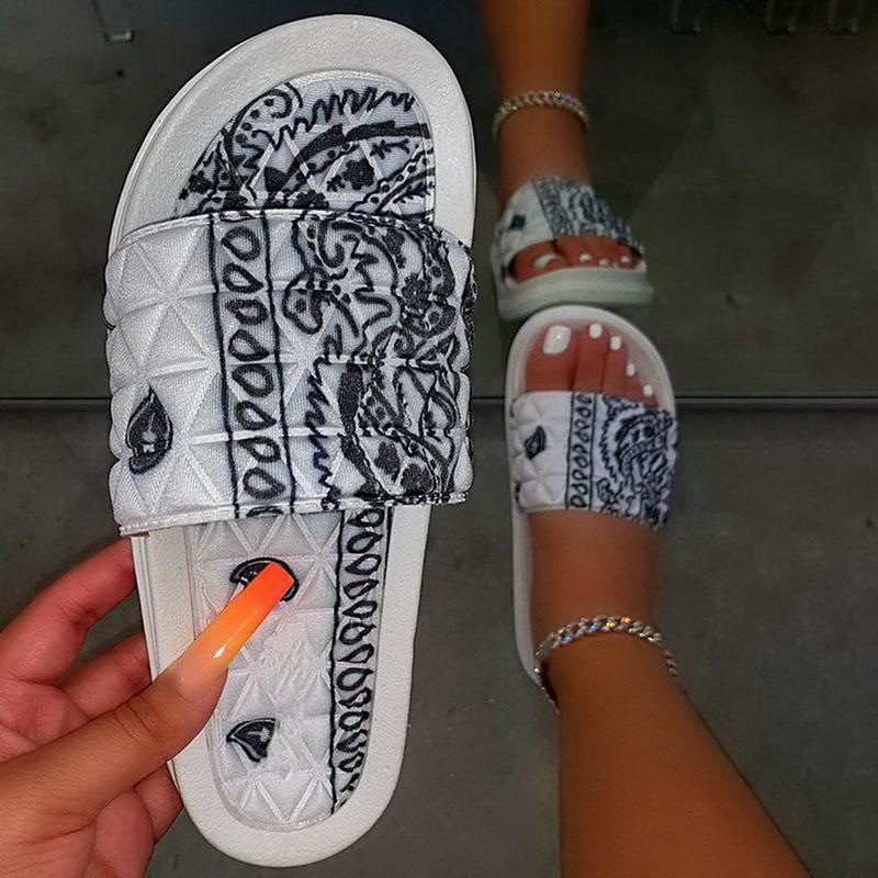 

Slippers Women's Comfy Bandana Slip-On Slide Indoor Outdoor Flip-flops Beach Shoes Summer Toe Flip Flops Non-Slip Footwear, Orange