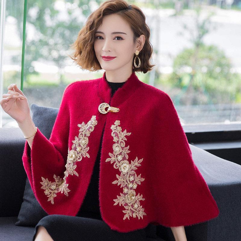 

Scarves 2021 Autumn And Winter Loose Solid Color Sweater Poncho With Lace Edge Ladies Short Capes Women Scarf Shawl, Blue;gray