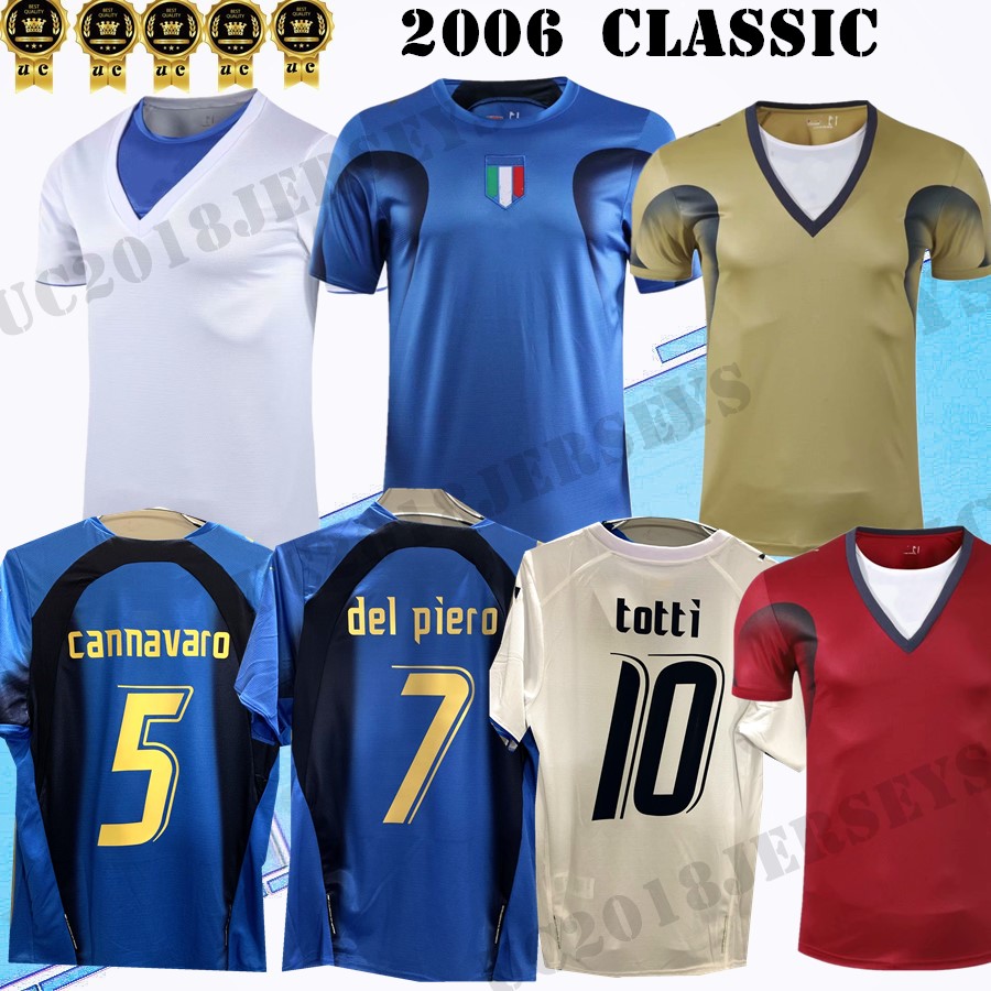 

World Cup 2006 Italy retro Soccer Jerseys Gattuso Cannavaro Francesco Totti Del Piero Nesta Inzaghi Pirlo Toni 06 classic Italia Football Shirts, Black;yellow