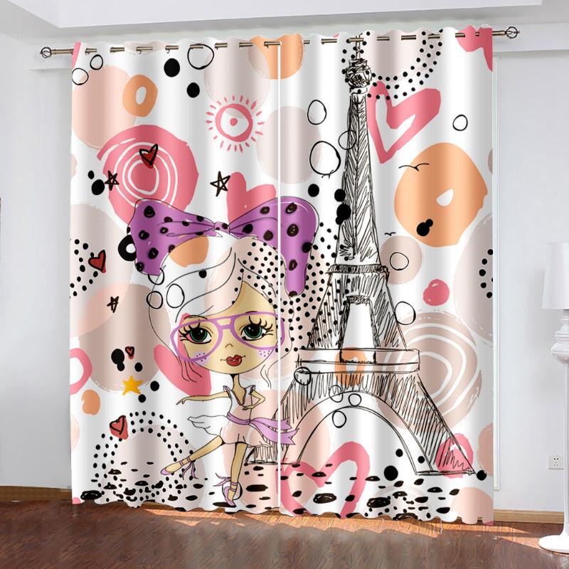 

Curtain & Drapes Custom Girls Curtains 3D Blackout For Living Room Bedding Cotinas Para Sala
