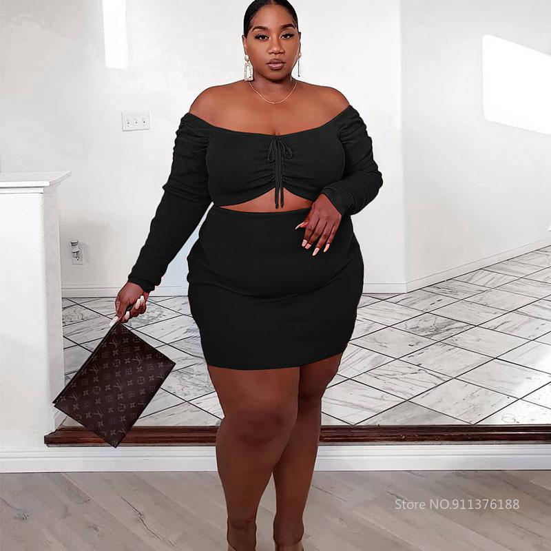 Two Piece Skirt Sets Plus Size 