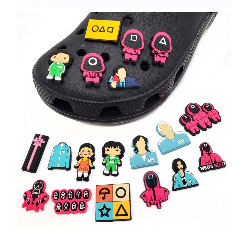 

Wholesale SQUID GAME Croc Charms Soft Pvc Rubber charm Shoe Decoration Accessorizes Christmas Party Gift