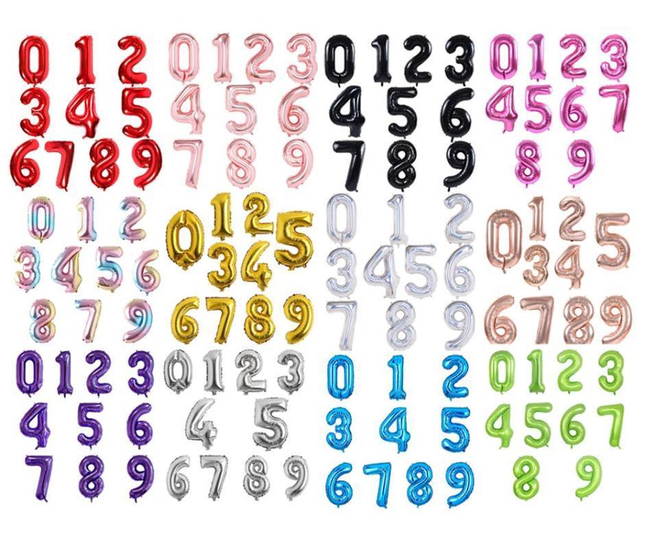 

16/32/40 Inch Number Aluminum Foil Balloons Rose Gold Silver Digit Figure Birthday Wedding Decoration Party Supplies