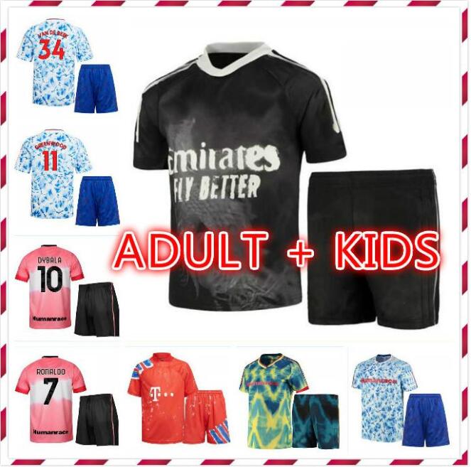 

ADULT + KIDS KIT Real Madrid HRFC Soccer Jerseys 2021 MAN UTD Human Race HUMANRACE Worn In-Match football shirts CLASSIC, Yellow