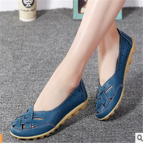 

Large size 36-44 bird's nest hole shoes flat women sandals summer single shoe peas leather casual women's middle mother Comfortable