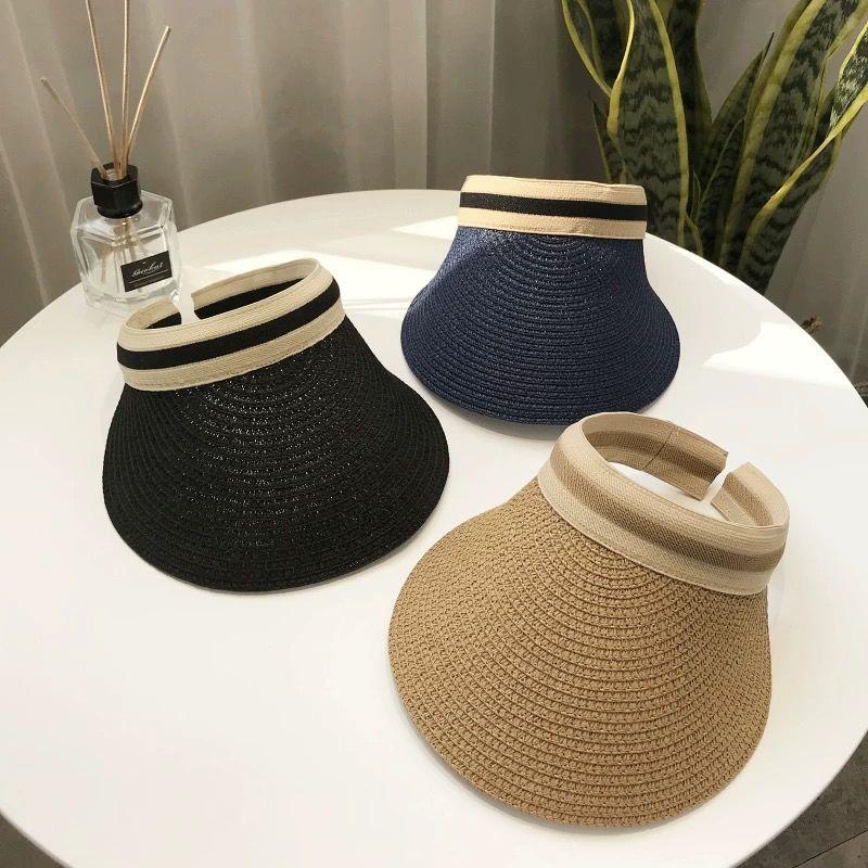 

Wide Brim Hats For Women Women's Summer Hat Straw Sun Accessories Protection Fashion Beach2021 Visor Autumn Empty Straw hat, Black