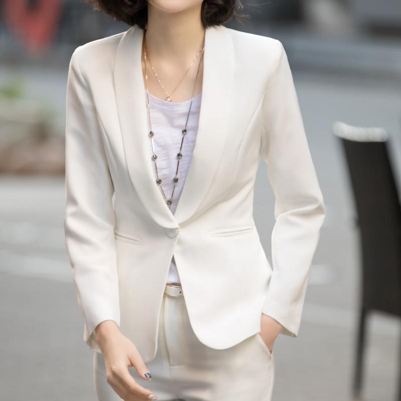 

Women' Suits & Blazers Fmasuth Women Formal Jacket White Color Full Sleeve Single Button Ladies Blazer Feminino Coat Outwear FLN888 8913, Black