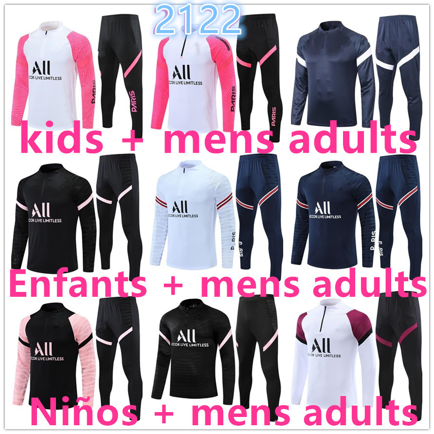 

20 21 football tracksuit soccer training suit jacket 2021 2022 kids + men adults mens survetement foot p sg chandal tuta jogging 1688898, Black