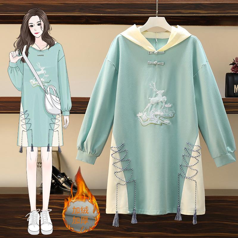

Women's Hoodies & Sweatshirts Embroidery Chinese Style Vintage Long Hoodie Dress Women Casual Kawaii Harajuku Pullover Plus Size Loose Velve, Photo color 3