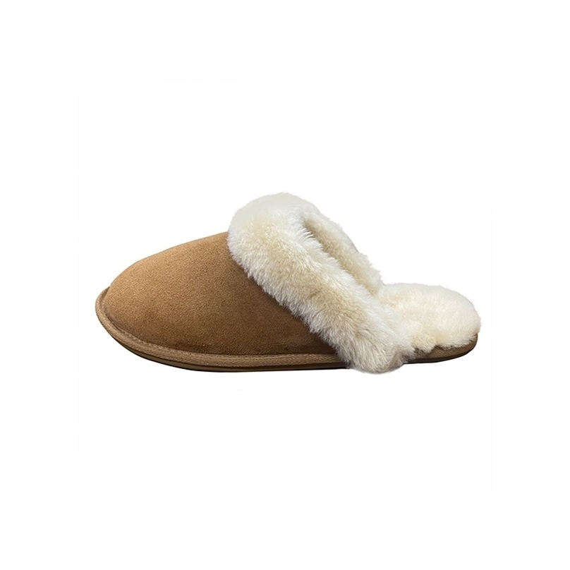 

Natural Sheepskin Fur Slippers Fashion Female Winter Women's Real Wool Home Indoor Shoes 211110, Black