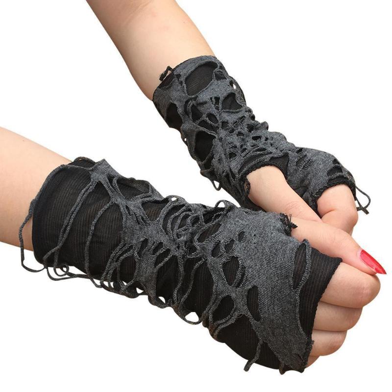 

Five Fingers Gloves 1Pair Sexy Gothic Black Fingerless Long Glove Halloween Punk Jazz Mittens Clubwear Cosplay Costume Funny Dance Rock V3J8, Blue;gray