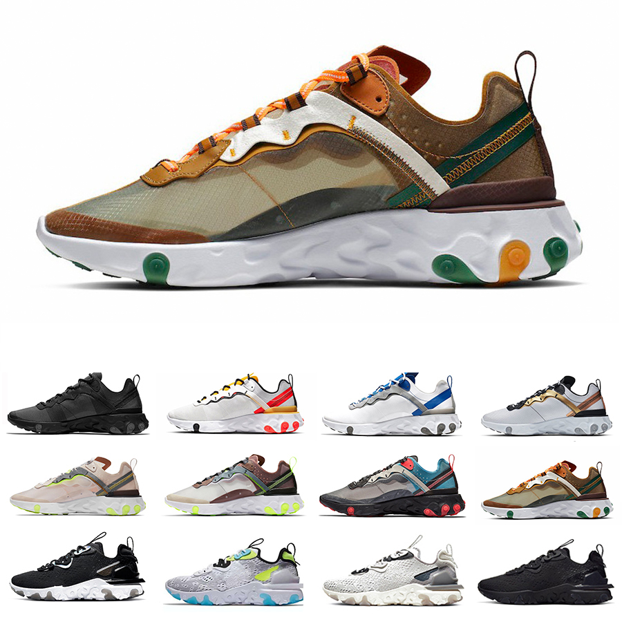 

React vision 87 55 mens running shoes sneakers Light Orange Peel Green Mist Sail Metallic Iridescent Schematic Orange 55s trainers sports shoe jogging walking, Pay for box