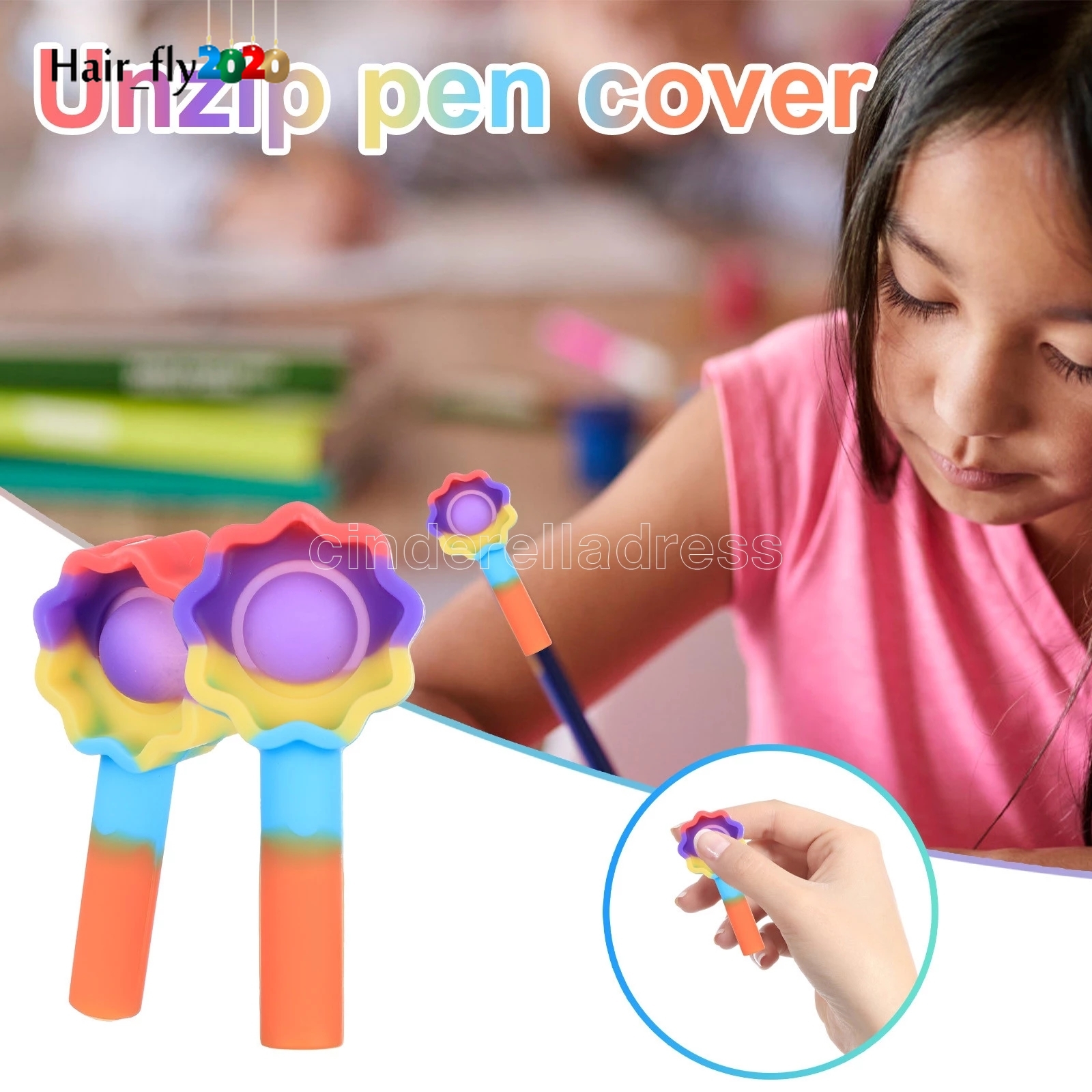 

Unzip pen cover Mini Simple Dimple Sensory Fidget Toy Pen Cap Cover For Pressure Relief Montessori Antistress Reusable Squeeze Gifts HY29
