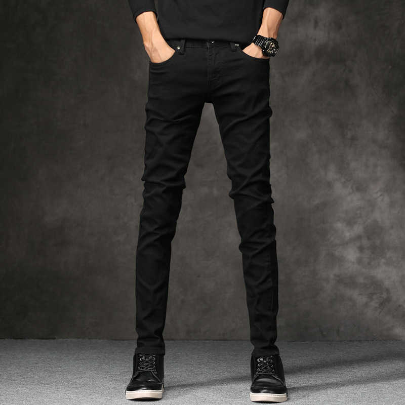 

New Spring And Autumn Jeans Men's Black Slim Pants Casual Korean Tight Pants Men Jeans Cargo Pants Mens Street Wear Goth Clothes X0621