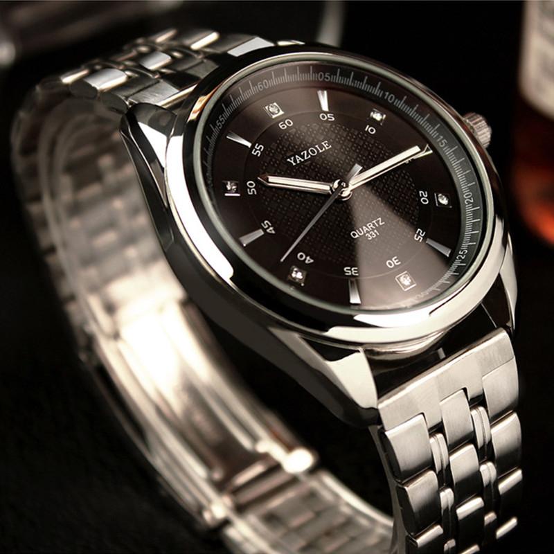 

Wristwatches Luxury Classic YAZOLE Brand Stainless Steel Men's Quartz Watch Luminous Waterproof Male Clock Relogio Masculino, White