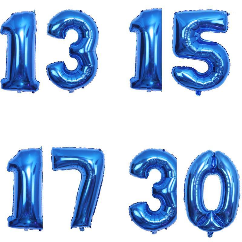

Party Decoration 2pcs/set 32inch Foil Balloon Number 0 1 2 3 4 5 6 7 8 9 Boys Girls Birthday Deep Blue Balloons Supply