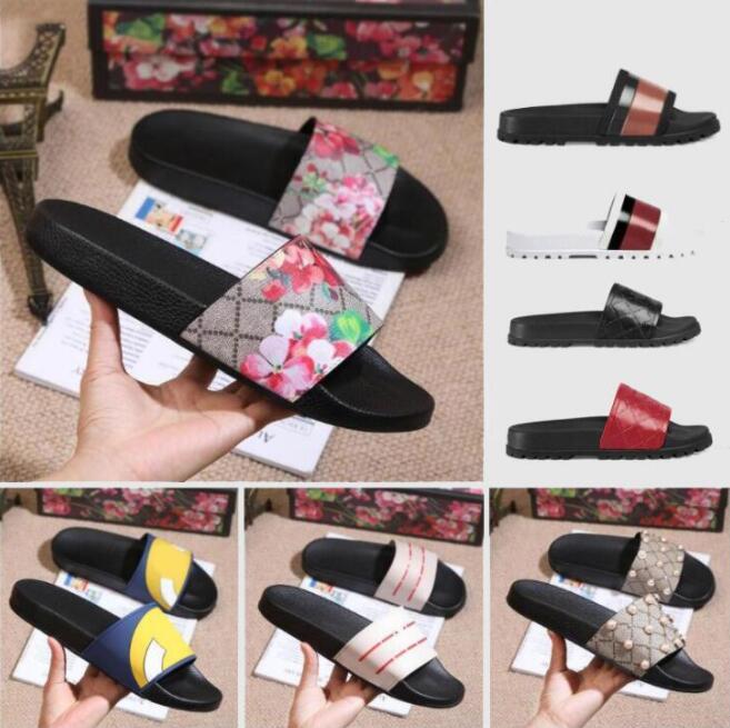

2020 Men's and Women's Sandal Slipper Summer Wide Flat Sandal with Correct Flower Box Dust Bag Shoe, Grey