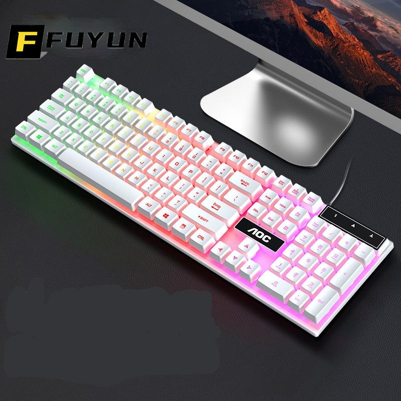 

Keyboards FUYUN Fashion Gaming Keyboard Computer Mouse Gamer Sets Rainbow Backlight Usb Ergonomic Wired For PC Laptop U26
