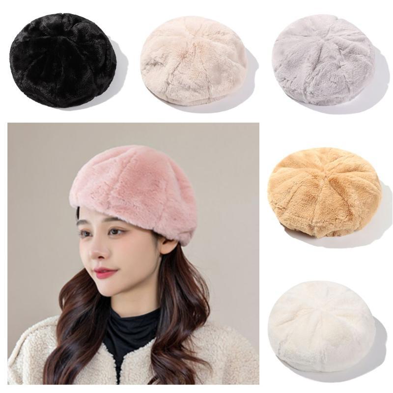 

Beanies 1PC Fashion Women Girl Beret Hat For Winter Warm Artist Cap Vintage Plain Elegant Lady Caps