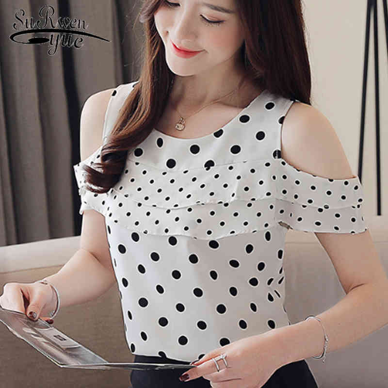 

Sexy Off Shoulder Tops Fashion Women and Blouses Ladies White Shirt Short Sleeve Chiffon 4143 50 210521
