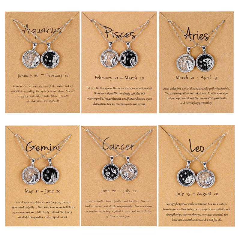 

Pendant Necklaces QiLuxy 12 Constellations Coin Beads Chain For Women Men Fashion Couple Jewelry Gifts
